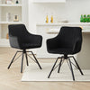 2x Black 360° Swivel Dining Chairs Velvet Padded Seat Dining Room Chair Modern