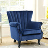 Queen Anne Velvet Upholstered Oyster High Back Wingback Armchair Tub Chair Sofa