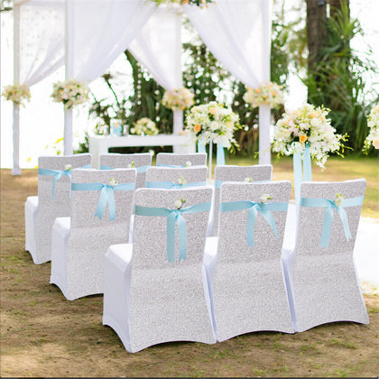 10-100x Spandex Stretch Wedding Chair Cover Shiny Metallic Glitter Covers Party
