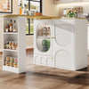 KITCHEN ISLAND EXTENDABLE BAR TABLE WITH STORAGE CABINET CUPBOARD BISTRO TABLE