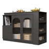360° Rotating Bar Table, Kitchen Island, Black Bar Table with Expandable Table