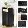 Slim Bathroom Storage Cabinet Narrow Rolling Storage Organizer-Black