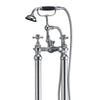 Traditional Freestanding Bath Shower Mixer Tap Brushed Brass-Chrome