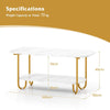 Modern 2-tier Tea Table Faux Marble Top Coffee Table-White