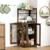 Industrial Wine Cabinet Buffet Cabinet with Adjustable Shelf-Brown