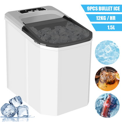 1.5L Countertop Ice Maker Portable Ice Cube Maker+Self-Cleaning Function & Scoop