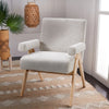 Wooden Frame Accent Armchair Corduroy/Linen Upholstered Padded Single Sofa Chair