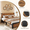 King Size Bed Frame Platform with Adjustable Wood Headboard