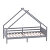 Kids Wood Bed House Bed Grey Cabin Teepee Tent Bed Frame Slatted Head Footboard