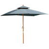 3m Wood Square Patio Umbrella Garden Patio Parasol Sunshade Grey UK