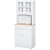 Kitchen Cupboard Storage Cabinet w/ Adjustable Shelves, Cable Management, White