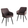 Faux Leather Dining Chairs Set of 2 Brown Padded Seat Kitchen Dining Chairs Set