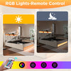 6FT SUPER KING OTTOMAN BED FRAME WITH STORAGE, LED LIGHTING, USB TYPE-C, BEIGE