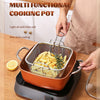 24cm Square Kitchen Fryer Non Stick Chip Pan Potato Fryer w/ Basket Cooking Pot