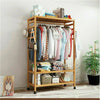 Bamboo Clothes Rail Scarf Holder Rack Garment Hanging Stand Mobile Storage Shelf
