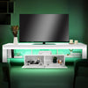 160cm White High Gloss TV Stand Cabinet Unit with RGB LED 2 Storage Doors