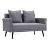 Modern 2 Seater Sofa Loveseat Compact Settee Linen Fabric Armrest with Pillows