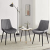 2x Dining Chairs Set Velvet Upholstered Back Dining Room Chair Fabric Grey