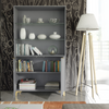Display Cabinet I 175cm Sideboard I Grey Matt Gold Legs Doors I Glass Shelves