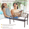 Patio Garden Bench w/Round Armrests & Curved Seat-Antique Brass