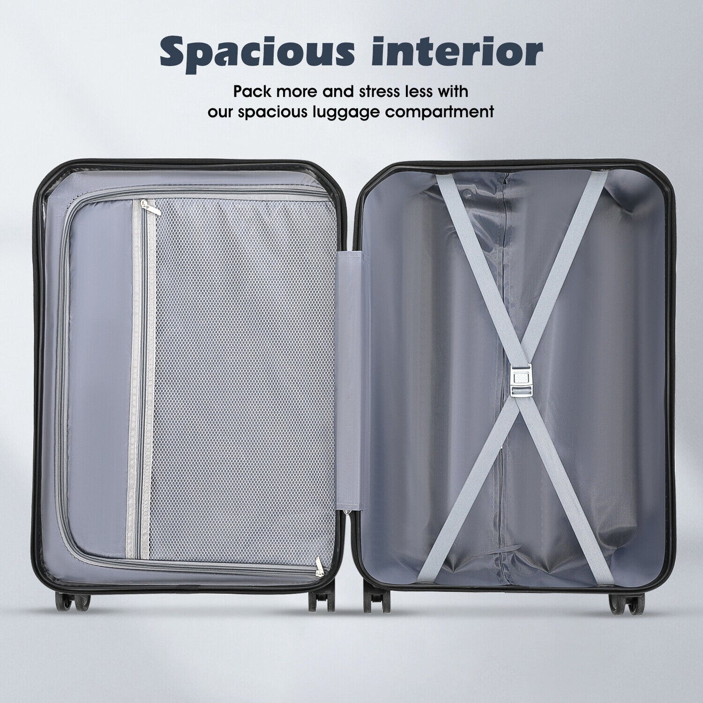 Lightweight Hard Shell ABS 4 Wheels Suitcase Cabin Hand Luggage Travel Case Set