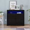 High Gloss 2 Doors Matt Body Sideboard Cupboard Kitchen Buffet Cabinet with LED