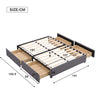 4FT6 DOUBLE BED LINEN FABRIC UPHOLSTERED BED FRAME WITH 4 STORAGE DRAWERS GREY