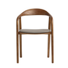 Copenhagen Dining Chair Grey PU Vegan Leather Padded Seat Walnut Curved Frame