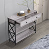 X-Frame Industrial Console Table Drawer Sofa Side Table Entryway Display Shelves