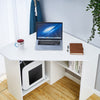Black/ White Corner Computer Desk PC Laptop Table Book Shelves Home Study Office