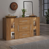 Sideboard Oak LED Light Storage Cabinet Drawers Doors Living Room Brown