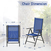 Patio Chairs Set of 2 Folding Outdoor Dining Chair Sling Adjustable Chair Blue