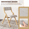 Folding Dining Chair Set of 2 Wooden Upholstered Dining Chairs-Natural