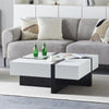 4 Drawers Coffee Table Storage Square Living Room Lounge MDF 90*90CM Black+White
