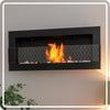 Bio Ethanol Fireplace 900x400 - Wall-Mounted - Black Matt - With Glass - Set