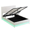 Double Bed Frame with Storage 4ft6 Ottoman Upholstered Bed Frame with LED Strip