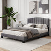 Double Size Platform Bed Modern Upholstered Bed Frame-Grey