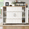 Kitchen Island, Storage Cabinet with Sliding Doors, Drawers, Castors 110x42x90cm