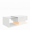 Lift Top Coffee Table with Hidden Storage and LED Lights for Living Room White