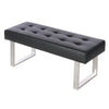 Dining Chairs Bench Long Seat Chrome Metal Legs Bedroom Faux Leather Upholstered