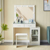 White Mirrored Dressing Table Set With LED And Stool Cabinet Adjustable