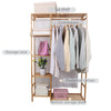 Bamboo Wooden Clothes Rail Hanging Rack Garment Display Stand w/ Dustproof Cover