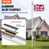 20FT Detachable Flagpole Kit Heavy Duty Aluminum Flag Pole British Silver