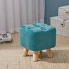 Square Footstool Footrest Pouffe Linen/Velvet/PU Leather Padded Children Seat