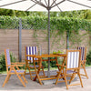 Reclining Garden Chairs 4 pcs Blue and White Fabric and Solid Wood H6O4
