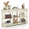 3-Tier Console Table Wooden Sofa Side Table W/ Storage Shelves-White