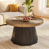Round Coffee Table for Living Room 80cm Farmhouse Wooden Circle Center Tea Table