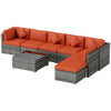 8 Pieces Patio Rattan Sofa Set Outdoor Garden Furniture Set Orange