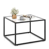Modern Glass Coffee Table Square Snack Table Living Room Center Cocktail Table