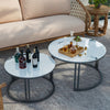 Round Marble Nesting Coffee Table Set of 2 Modern Cocktail Table Aluminium Frame